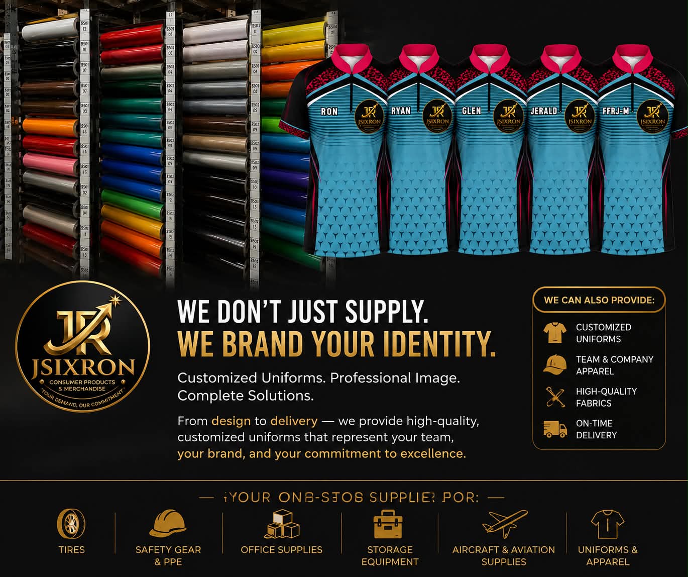 Customized JSIXRON team jerseys, representative of company uniform work